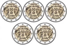 Duitsland 2 euromunten CC 2013 (12e) "Elysee verdrag met Frankrijk" (5 Letters)