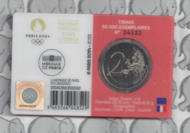 Frankrijk 2 euromunt CC 2022 (28e) "Olympische Zomerspelen Parijs 2024", in rode coincard