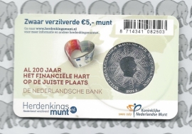 Nederland 5 euromunt 2014 (27e) "200 jaar Nederlandsche Bank" (in coincard)