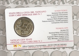 Vaticaan 50 eurocent 2010 in coincard, nummer 1