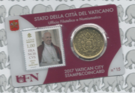 Vaticaan 4 x 50 eurocent 2017 in coincard met postzegel, nummer 14, 15, 16 en 17