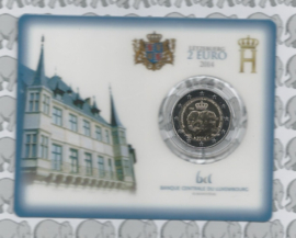 Luxemburg 2 eurocoin CC 2014 "50e verjaardag van de troonsbestijging van Groothertog Jan" (in coincard)