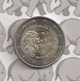 Portugal 2 eurocoin CC 2010 "100 jaar Portugese republiek"