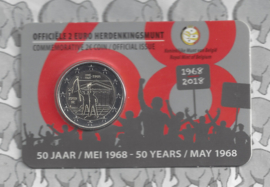 België 2 euromunt CC 2018 "50 jaar mei 1968" in coincard Nederlandse versie