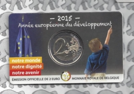 Belgium 2 eurocoin CC 2015 "Europees jaar voor ontwikkeling" in coincard Vlaamse versie