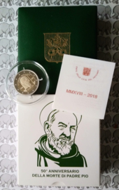Vaticaan 2 euromunt CC 2018 "50ste sterfdag Pater Pio", proof in doosje met certificaat