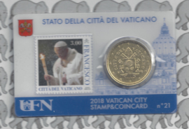 Vaticaan 4 x 50 eurocent 2018 in coincard met postzegel, nummer 18, 19, 20 en 21