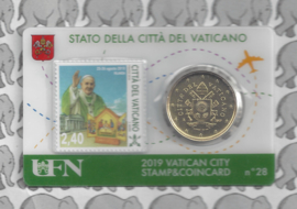 Vaticaan 4 x 50 eurocent 2019 in coincard met postzegel, nummer 26, 27, 28 en 29