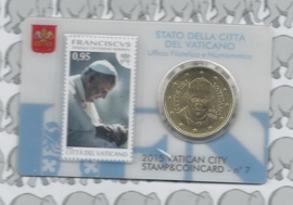 Vaticaan 4 x 50 eurocent 2015 in coincard met postzegel, nummer 6, 7, 8 en 9