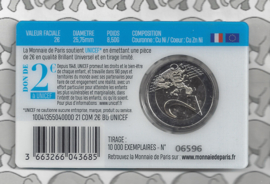 Frankrijk 2 euromunt CC 2021 (25e) "75 jaar Unicef", in coincard