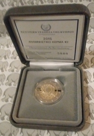 Cyprus 2 euromunt CC 2015 (3e) "30 jaar Europese vlag", proof in doosje met certificaat