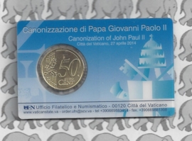 Vaticaan 50 eurocent 2014 in coincard met postzegel, nummer 5