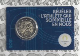 Frankrijk 2 euromunt CC 2021 (26e) "Olympische Zomerspelen Parijs 2024", in blauwe coincard