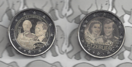 Luxemburg 2 x 2 euromunt CC 2021 (29B en 30B) "100e Geboortedag van Groothertog Jean" en "40e huwelijksjaar Groothertog Hendrik en Groothertogin Maria Teresa" in foto variant