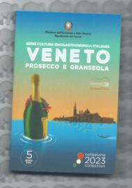 Italië 5 euromunt 2023 "Veneto – Prosecco E Granseola". Coincard in blister