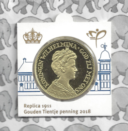 Nederland Replica 1911 Gouden Tientje penning 2018 (DvM)