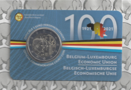 België 2 euromunt CC 2021 (26e) "100 jaar Belgisch-Luxemburgse Economische Unie" in coincard Nederlandse versie