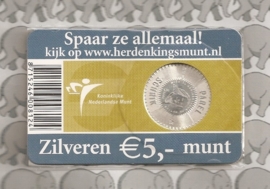 Netherlands 5 eurocoin 2007 "400 jaar Michiel de Ruyter" (in coincard, zilver)