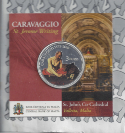 Malta 3 euromunt CC 2022 "Caravaggio in Malta, St. Jerome writing" in blister (kleur)