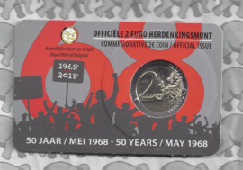 België 2 euromunt CC 2018 "50 jaar mei 1968" in coincard Franse versie