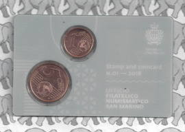 San Marino coincard 2018 nummer 1 met 1 en 5 cent