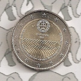 Portugal 2 eurocoin CC 2008 "Mensenrechten 60 jaar"