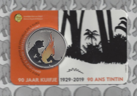 België 2 x 5 euromunt 2019 "90 jaar Kuifje" (geen kleur en kleur), in coincard
