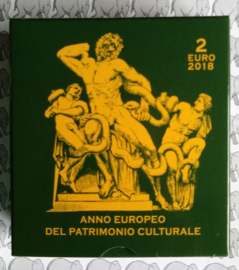 Vaticaan 2 euromunt CC 2018 "Europees jaar van het Cultureel Erfgoed", proof in doosje met certificaat