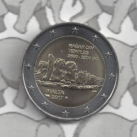 Malta 2 euromunt CC 2017 "Tempels van Hagar Qim", met muntteken Monnaie de Paris.