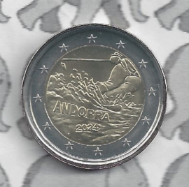 Andorra 2 euromunt CC 2024 (21e) "100 Jaar Skiën in Andorra" (los)