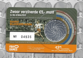 Nederland 5 euromunt 2018 (38e) "Fanny Blankers-Koen vijfje" (BU, met nummer in coincard)