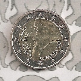 Slovenia 2 eurocoin CC 2008 "Primoz Trubar"