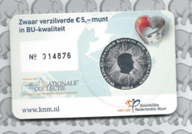 Nederland 5 euromunt 2014 (27e) "200 jaar Nederlandsche Bank" (BU, met nummer in coincard)