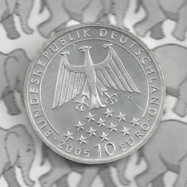 Duitsland 10 euromunt 2005 (20e) "200e Sterfdag Frierich van Schiller" (zilver).
