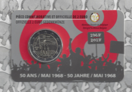 België 2 euromunt CC 2018 "50 jaar mei 1968" in coincard Franse versie