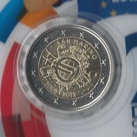 San Marino 2 euromunt CC 2012 (9e)"10 jaar euro" (in blister)