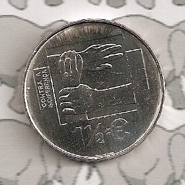 Portugal 1,5 euromunt 2008 (1e) "Tegen de onverschilligheid"