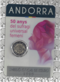 Andorra 2 euromunt CC 2020 (13e) "50 Jaar Vrouwen kiesrecht", in coincard