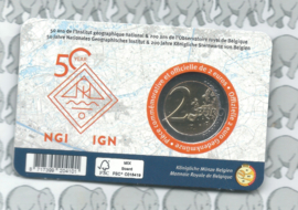 België 2 euromunt CC 2026 (37e) "50 Jaar Nationaal Geografisch Instituut en Sterrenwacht" in coincard Nederlandse versie