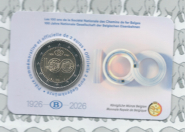 België 2 euromunt CC 2026 (36e) "100 Jaar NMBS/SNCB (Nationale Spoorwegen)" in coincard Franse versie