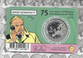 België 5 euromunt 2021 "75 jaar Blake en Mortimer", reliëf BU in coincard