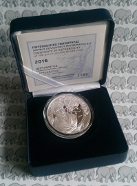 Griekenland 10 euromunt 2016 "Dimokritos". Proof, zilver in doosje met certificaat 