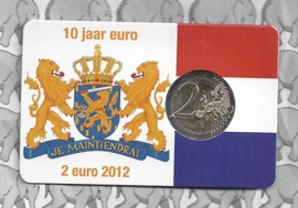 Netherlands 2 eurocoin CC 2012 "10 jaar euro" (in Coincard, 2e versie)