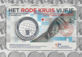 Nederland 5 euromunt 2017 (34e) "Rode Kruis vijfje" (1e dag van uitgifte coincard in envelopje)