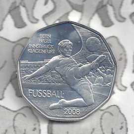 Oostenrijk 5 euromunt 2008 (12e) "Voetbal Bern,Bazel" (zilver)