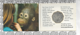 Oostenrijk 5 euromunt 2002 (1e) "250 jaar dierentuin Schönbrunn" (Aap zilver in blister)