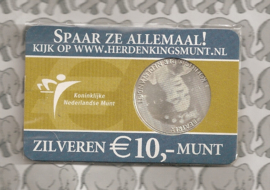 Netherlands 10 eurocoin CC 2005 "25 jaar Beatrix" (in Coincard)
