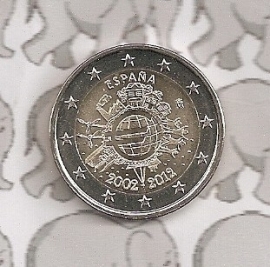 Spain 2 eurocoin CC 2012 "10 jaar euro"