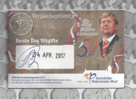 Nederland 5 euromunt 2017 "Verjaardagstientje" (1e dag van uitgifte coincard in envelopje)