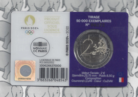 Frankrijk 2 euromunt CC 2022 (28e) "Olympische Zomerspelen Parijs 2024", in blauwe coincard